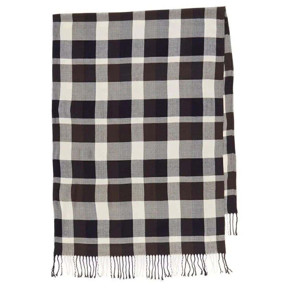NWT Plush Women's Ultra Soft Plaid Scarf, Navy/Charcoal/White,‎ One Size D1